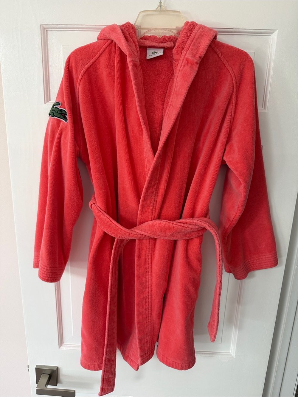 Coral Hooded Bathrobe with Belt